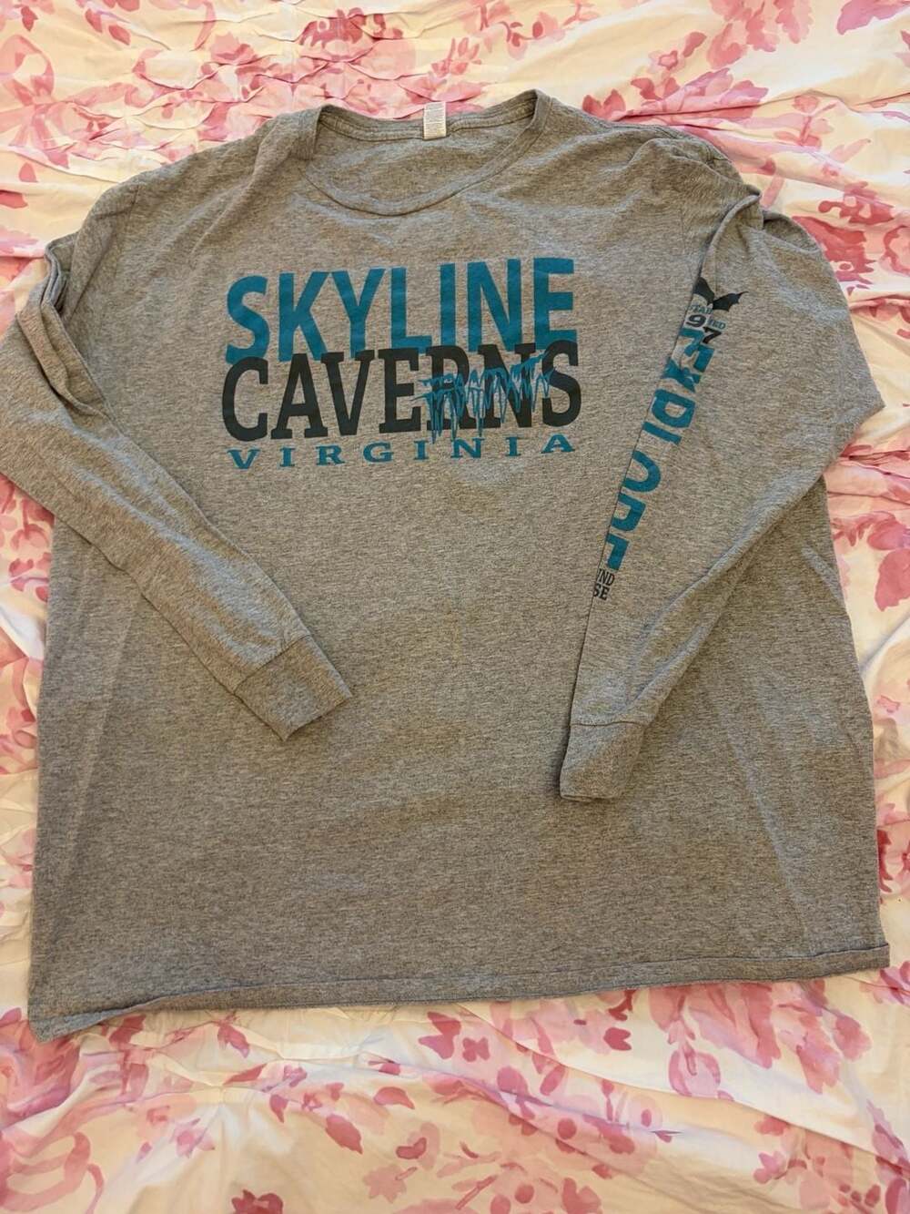 Fruit of the Loom Skyline Caverns Long Sleeve T-Shirt Size XL Gray